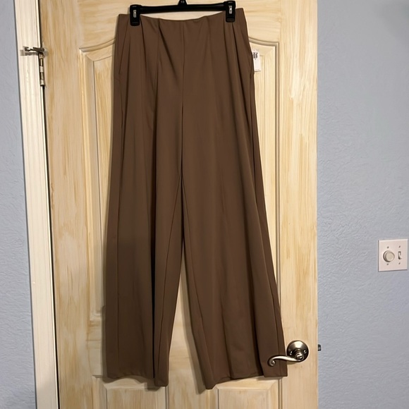 Old Navy PowerSoft Wide Leg Pants Women’s M Tan High Rise Pull On Stretch NEW - Picture 2 of 11